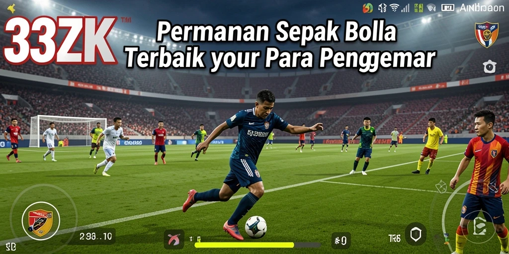 Screenshot gameplay <strong>33ZK</strong> menampilkan aksi seru di lapangan sepak bola.