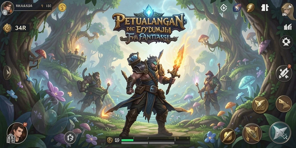 Tampilan gameplay menarik dari 34R dengan karakter RPG yang dinamis.