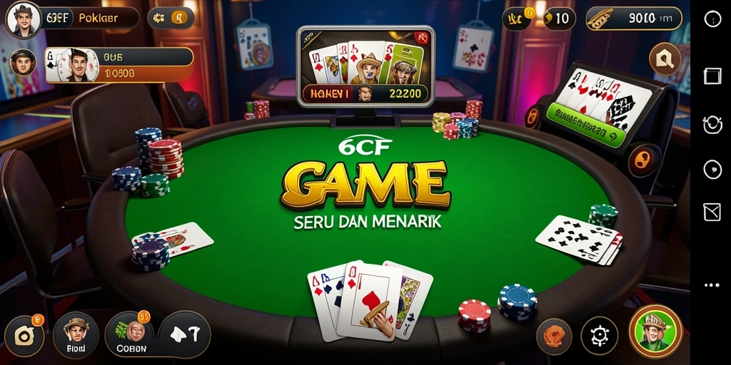Tampilan gameplay Poker seru dan menarik di 6CF.