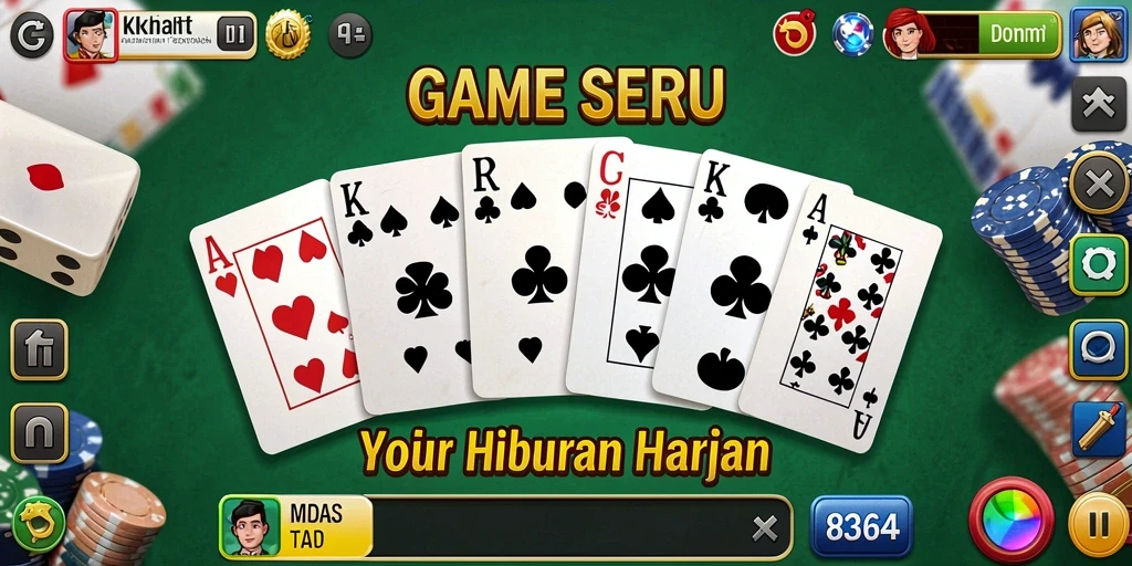 Tangkapan layar gameplay seru dari 8364 yang menunjukkan keasyikan bermain domino.