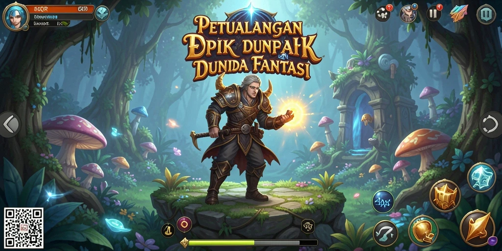 Screenshot gameplay utama dari 8QR yang menampilkan aksi RPG seru.