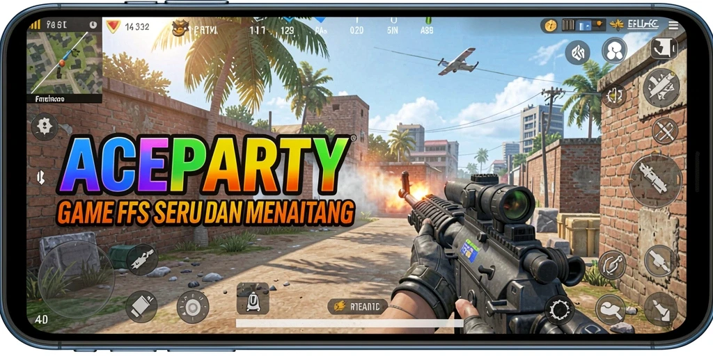 Tampilan gameplay seru dari ACEPARTY dengan aksi tembak-menembak intens.