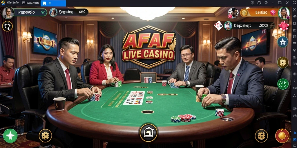 Tampilan unik gameplay AFAF Live Casino dengan dealer langsung.