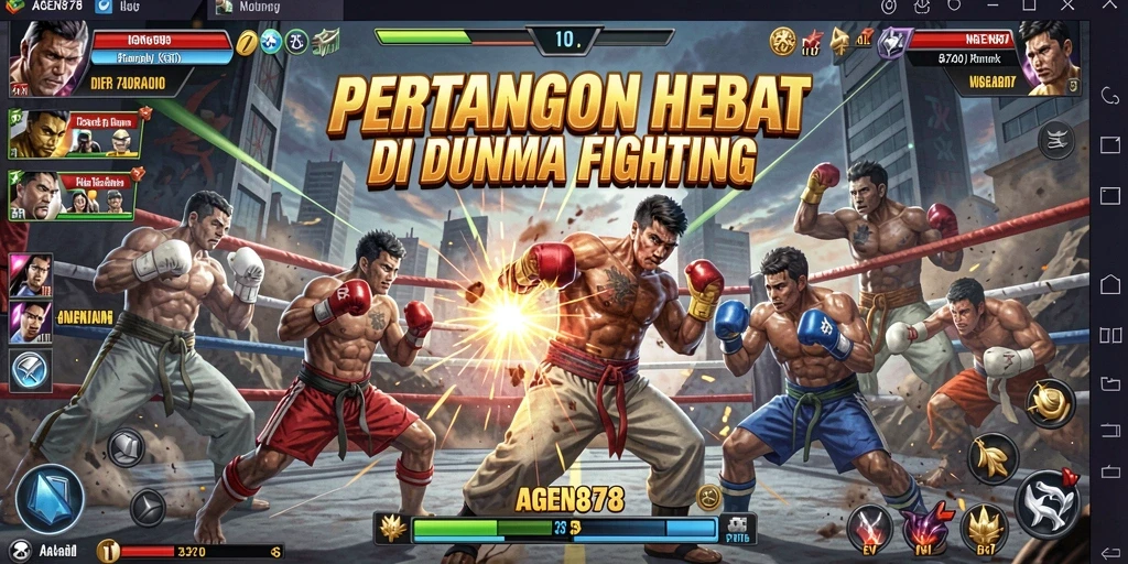 Tangkapan layar AGEN878 menunjukkan pertarungan seru antar karakter dalam pertandingan Fighting.