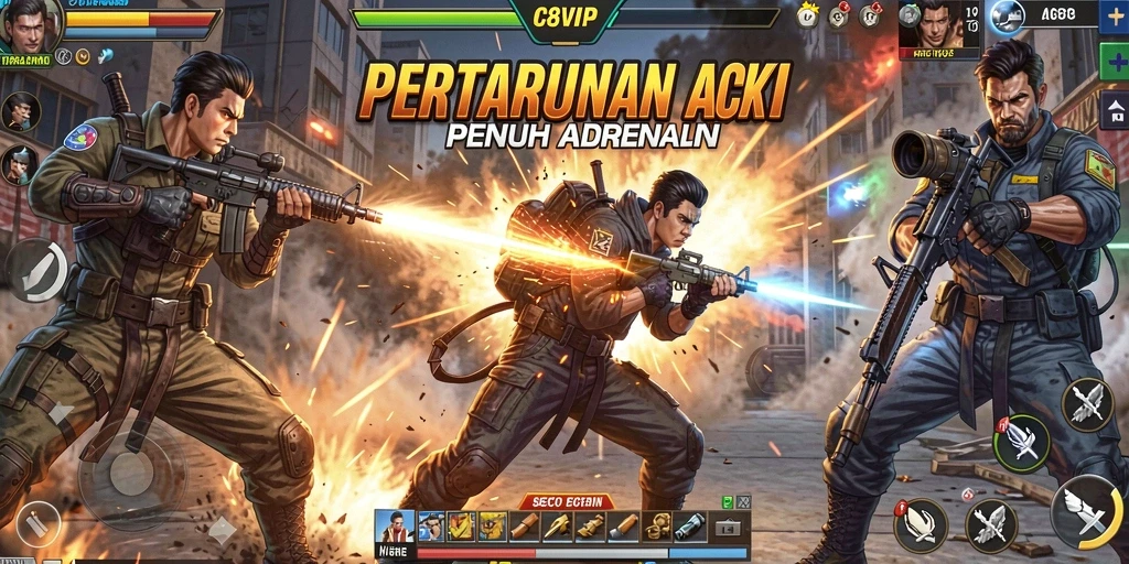 Tangkapan layar C8VIP menunjukkan aksi seru dalam pertempuran sengit.