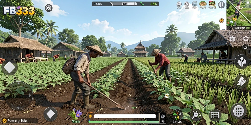 Screenshot FB333 menunjukkan gameplay seru dalam bertani dan mengelola pertanian.