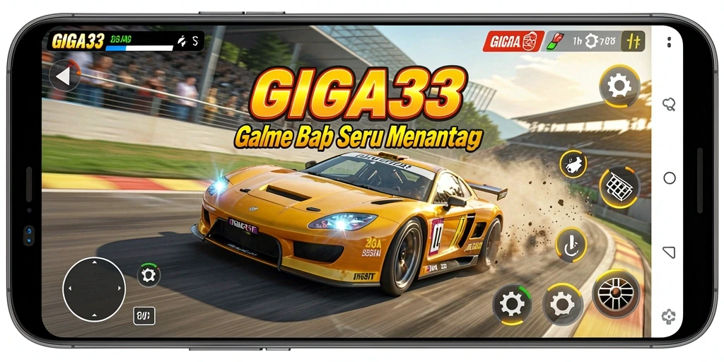 Tampilan gameplay GIGA33 yang mendebarkan dengan aksi balapan seru.