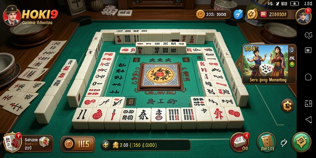 Tampilan gameplay HOKI9 dengan ubin Mahjong yang menarik dan desain papan.