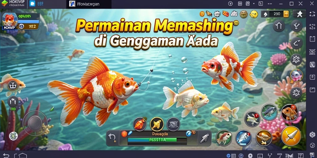 Screenshot HOKIVIP menampilkan momen menegangkan saat menangkap ikan besar.