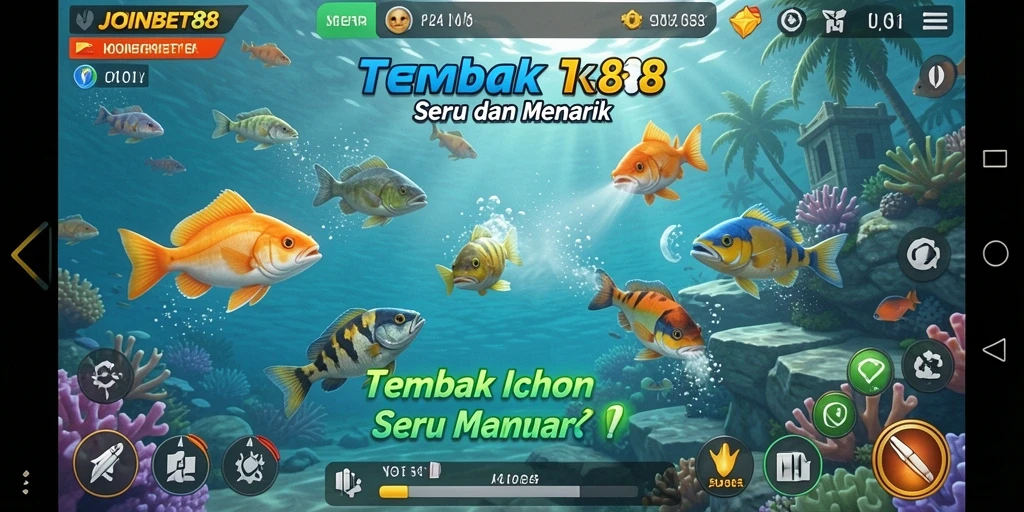 Screenshot gameplay JOINBET88 menampilkan aksi menembak ikan yang seru.