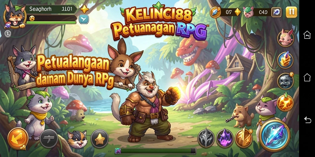 Screenshot gameplay KELINCI88 dengan petualangan seru di dunia RPG.