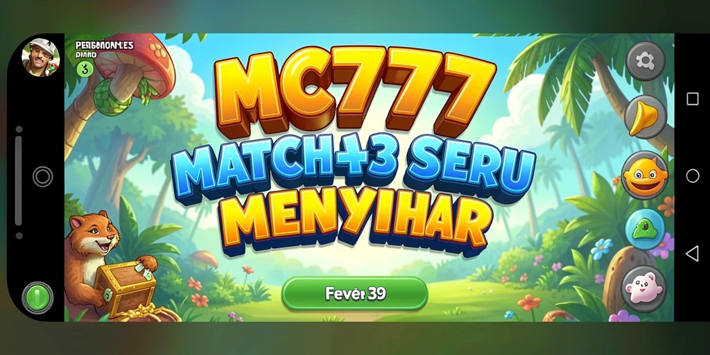 Screenshot gameplay seru MC777 saat mencocokkan permata.