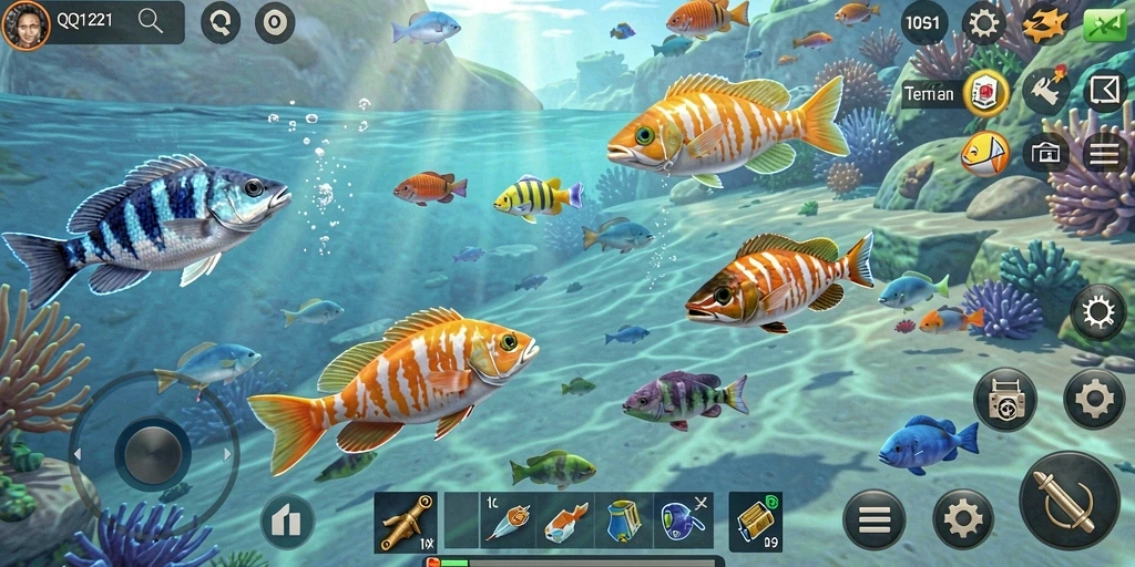 Gameplay menembak ikan yang seru dan mendebarkan di QQ1221.