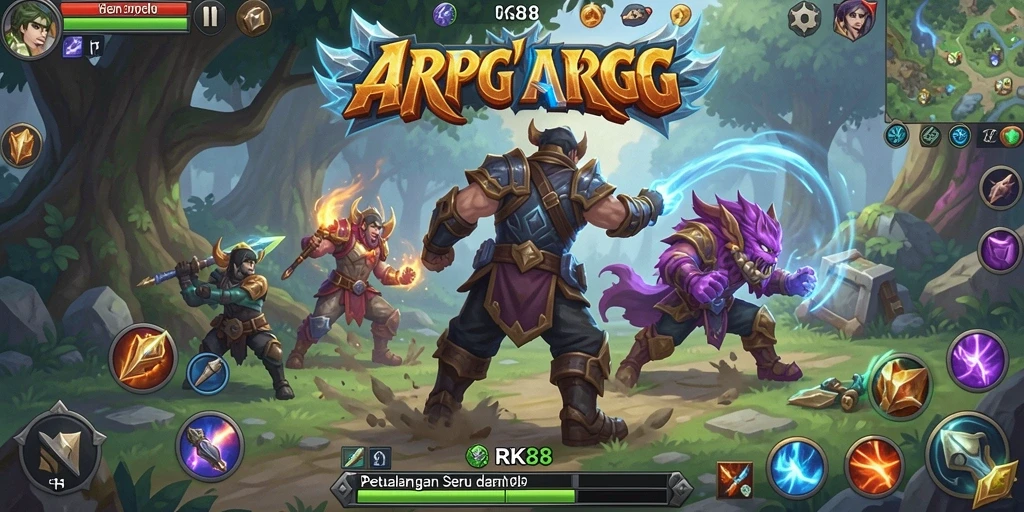 Screenshot gameplay RK88 yang menampilkan aksi pertempuran seru dalam dunia ARPG.