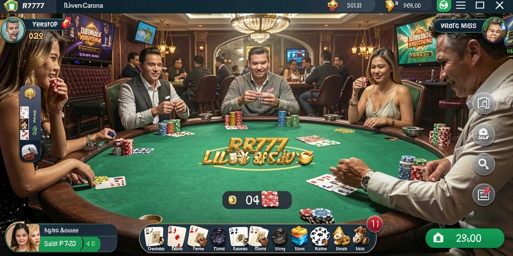 Screenshot gameplay RR777 menampilkan dealer profesional di Live Casino.