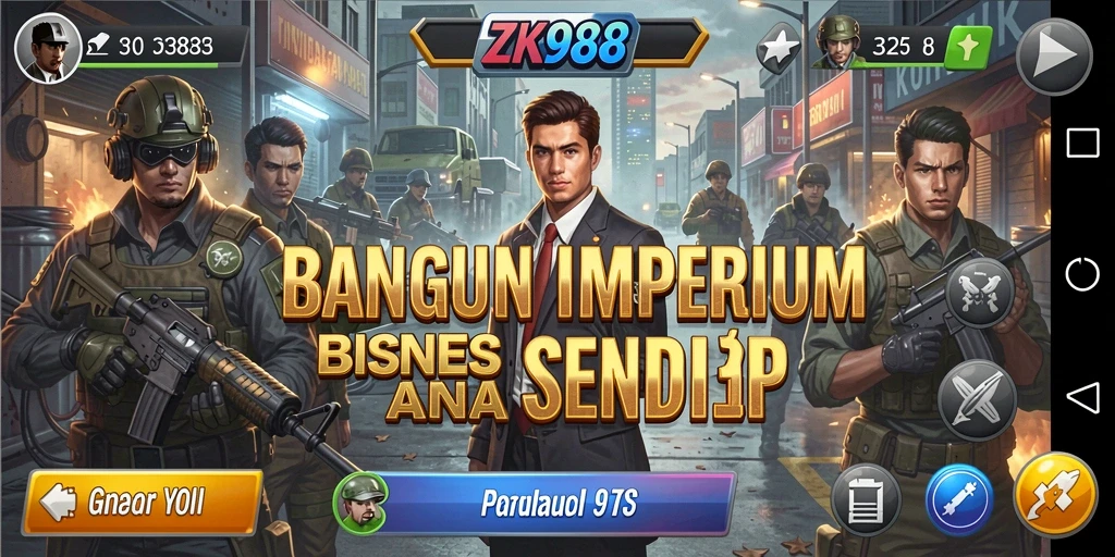 Tampilan gameplay seru ZK988 yang menampilkan aktivitas pengelolaan bisnis.
